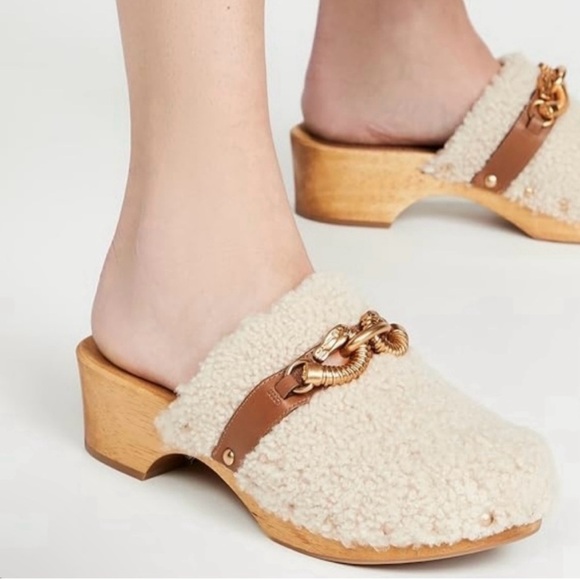 Tory Burch Jessa Shearling Clogs inn Box with Shopping Bag - NEW! - Picture 7 of 14